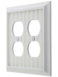 Cottage White Wood Double-Gang Duplex Cover Plate.