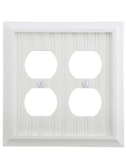 Alternate View of Cottage White Wood Double-Gang Duplex Cover Plate.