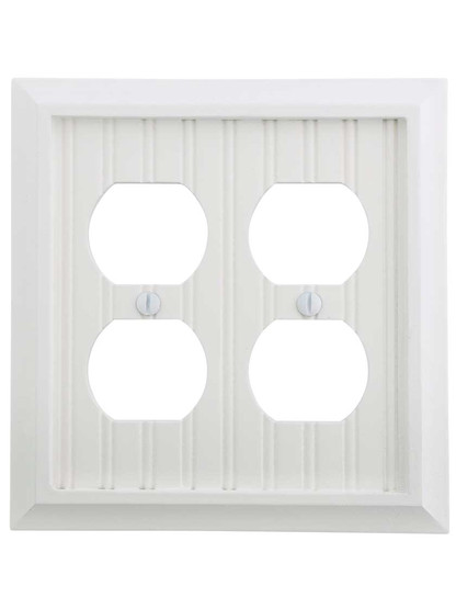 Cottage White Wood Double-Gang Duplex Cover Plate