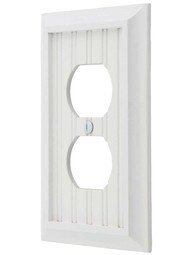 Cottage White Wood Single-Gang Duplex Cover Plate.
