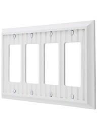 Cottage White Wood Quad-GFI Switch Plate.