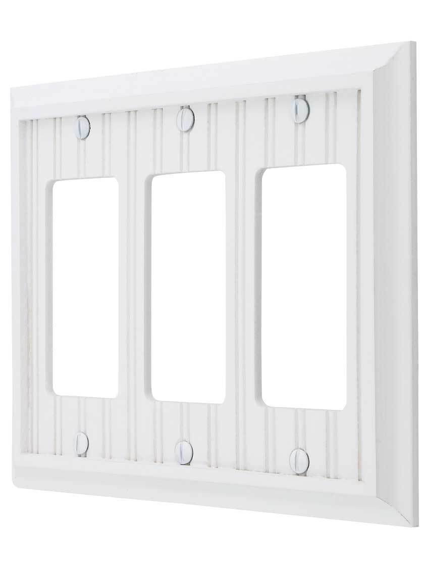Cottage White Wood Triple-GFI Switch Plate.