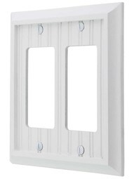 Cottage White Wood Double-GFI Switch Plate.