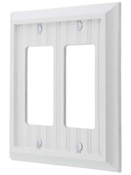 Cottage White Wood Double-GFI Switch Plate.