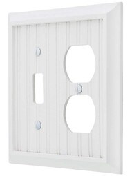 Cottage White-Wood Toggle/Duplex Combination Switch Plate.