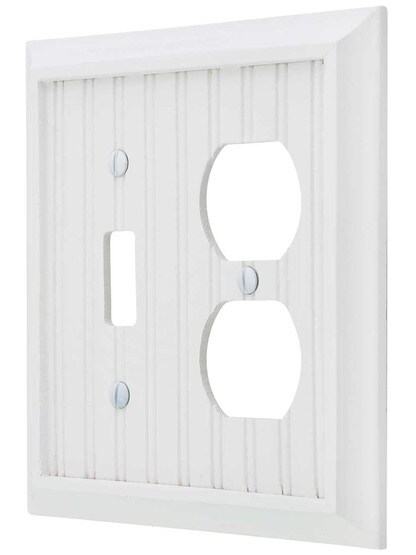 Cottage White-Wood Toggle/Duplex Combination Switch Plate.