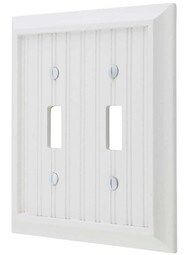 Cottage White Wood Double-Toggle Switch Plate.
