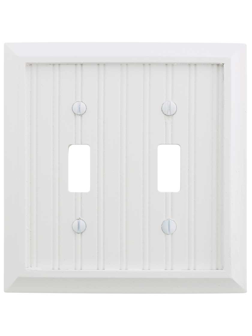 Cottage White Wood Double-Toggle Switch Plate