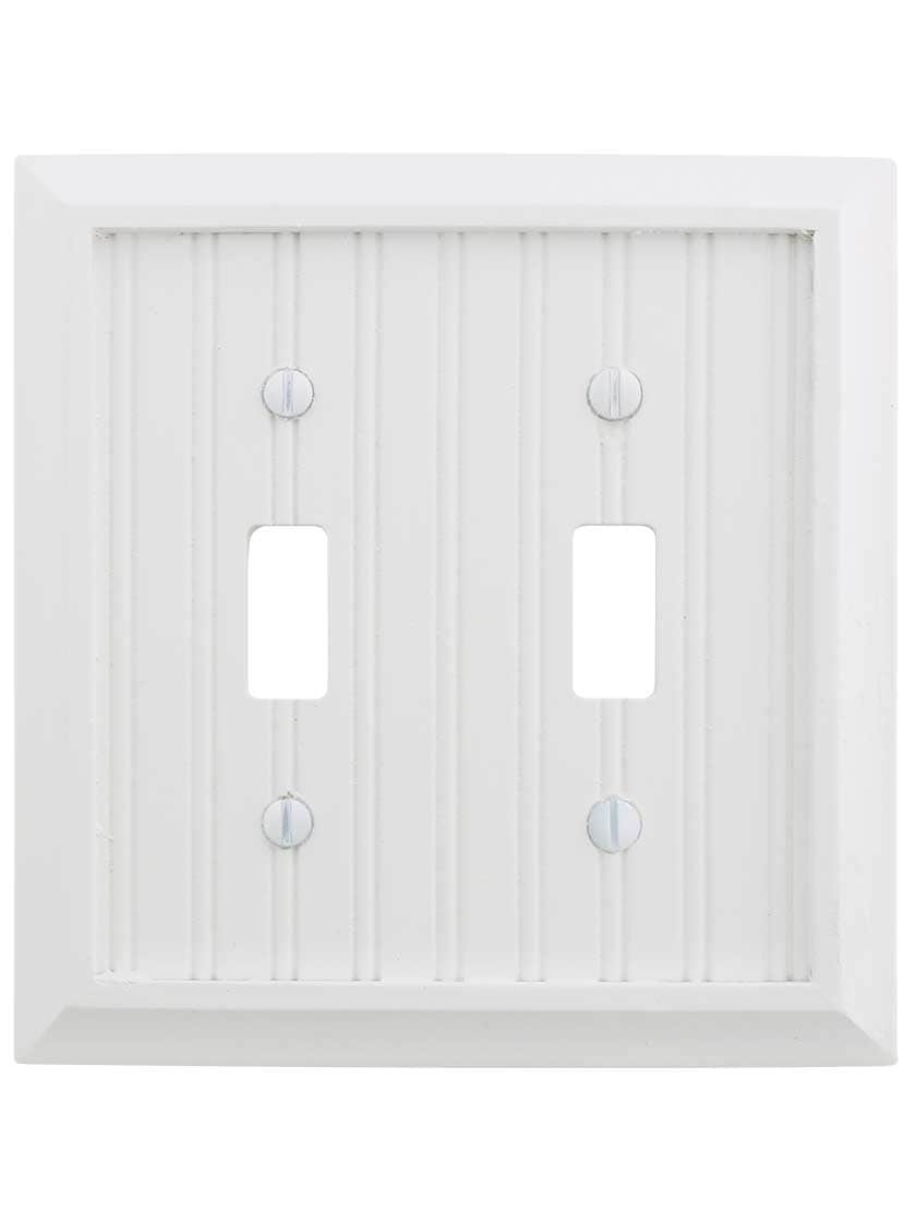 Alternate View of Cottage White Wood Double-Toggle Switch Plate.