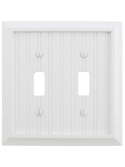 Alternate View of Cottage White Wood Double-Toggle Switch Plate.