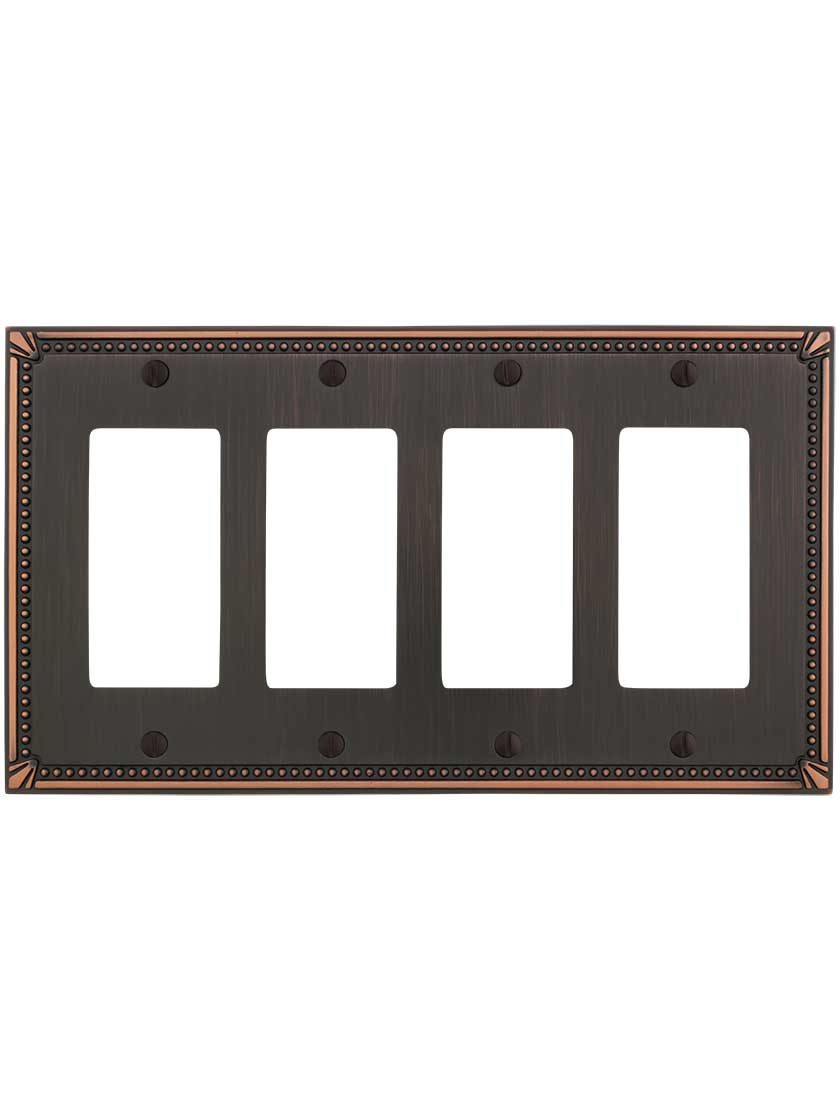 Alternate View of Imperial Bead Quad GFI Cover Plate.