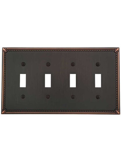 Alternate View of Imperial Bead Quad Gang Toggle Switch Plate.