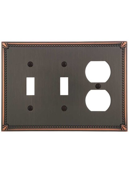 Alternate View of Imperial Bead Double Toggle/Duplex Combination Switch Plate.