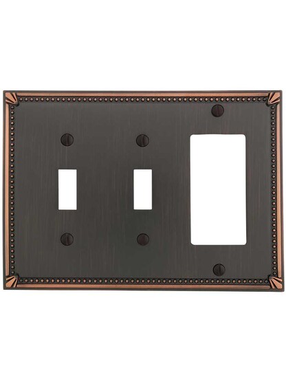 Alternate View of Imperial Bead Double Toggle/GFI Combination Switch Plate.