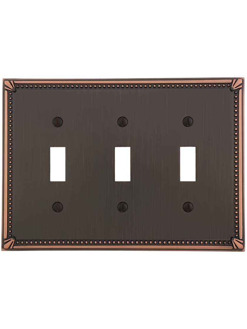 Alternate View of Imperial Bead Triple Toggle Switch Plate.