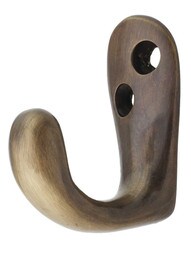 Small Vintage Brass Hook in Antique-By-Hand