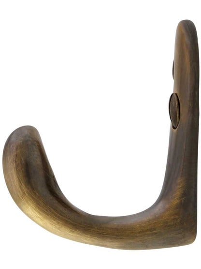 Alternate View of Small Vintage Brass Hook in Antique-By-Hand.