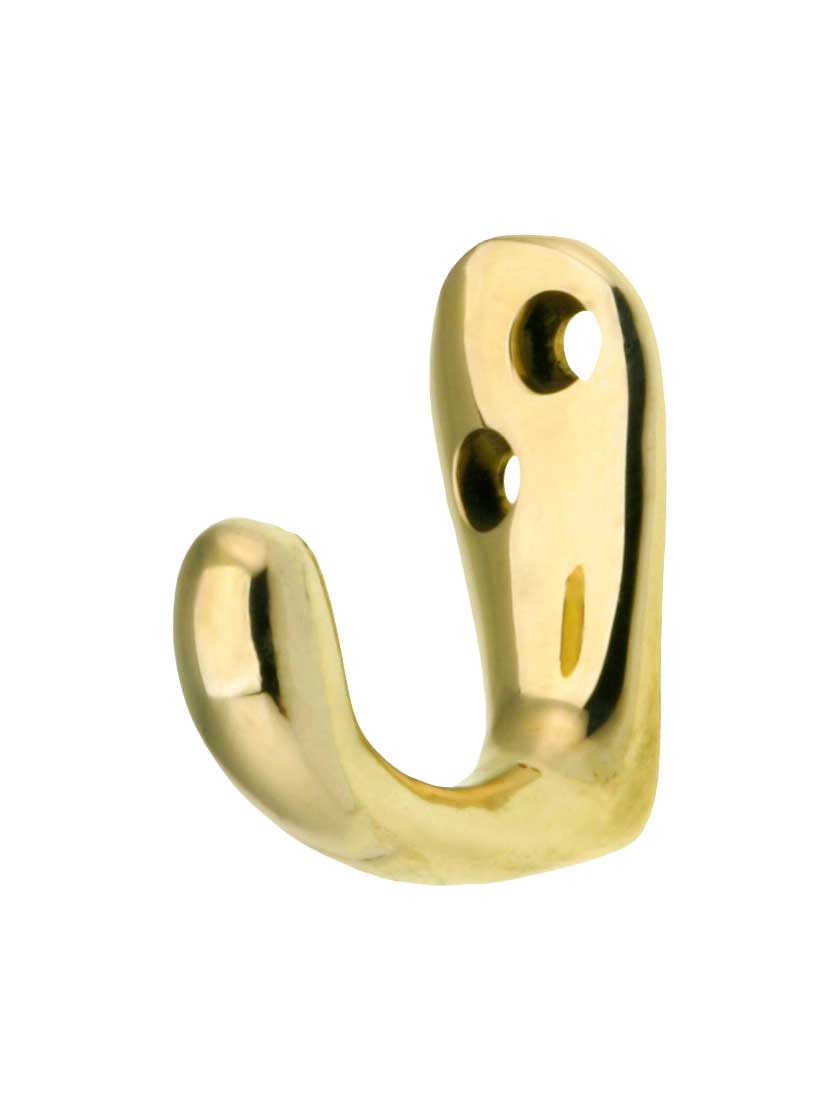Small Vintage Brass Hook In Unlacquered Brass
