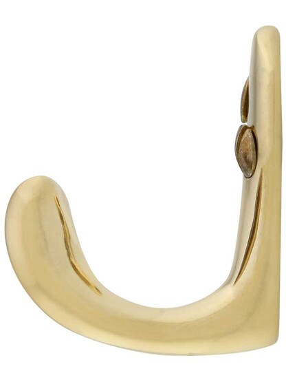 Alternate View of Small Vintage Brass Hook In Unlacquered Brass