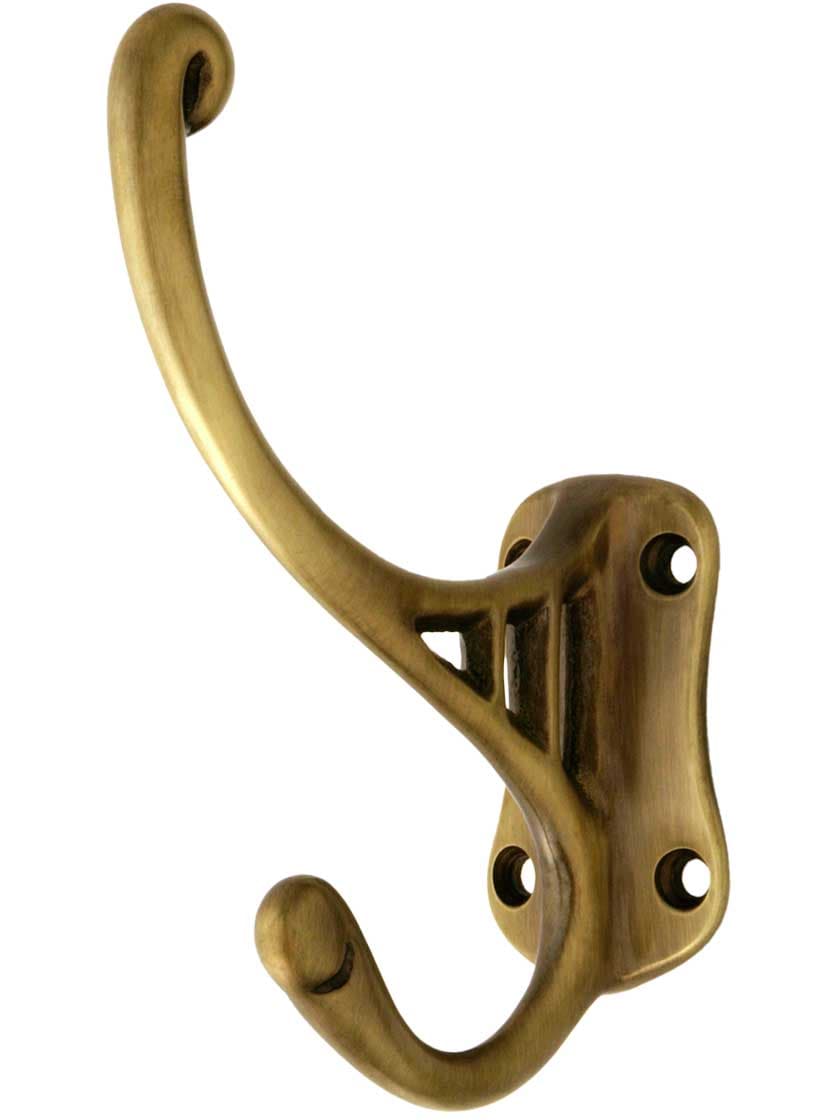 Solid Brass Hat & Coat Hook In Antique-By-Hand