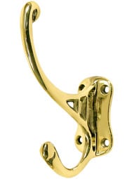 Solid Brass Hat & Coat Hook In Antique-By-Hand