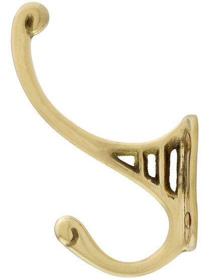 Alternate View of Solid Brass Hat and Coat Hook In Unlacquered Brass