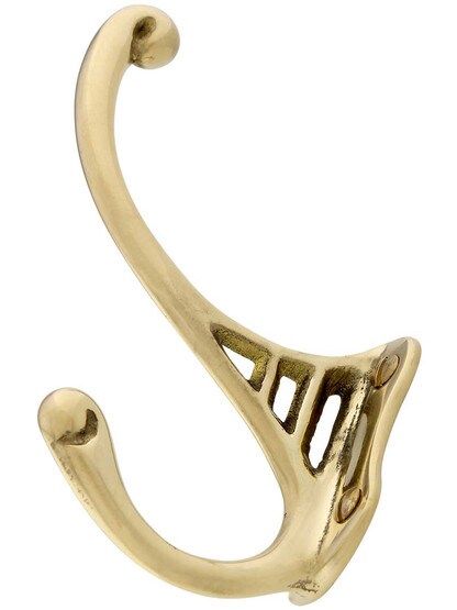 Alternate View 2 of Solid Brass Hat and Coat Hook In Unlacquered Brass