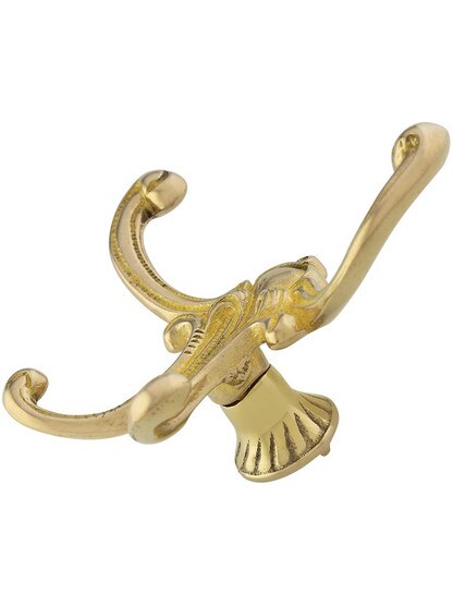 Alternate View 2 of Victorian Style Decorative Coat Hook In Unlacquered Brass