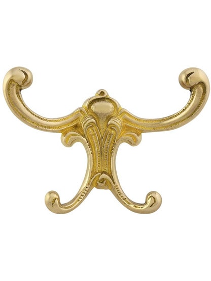 Alternate View 3 of Victorian Style Decorative Coat Hook In Unlacquered Brass