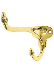 Acorn Tip Hat and Coat Hook In Unlacquered Brass