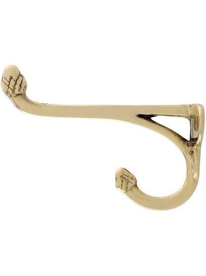 Alternate View of Acorn Tip Hat and Coat Hook In Unlacquered Brass