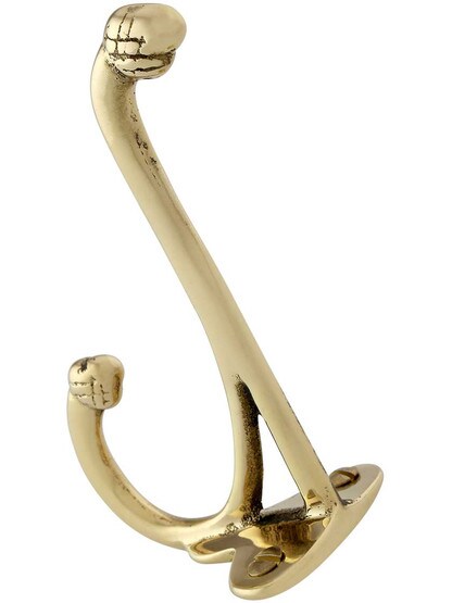 Alternate View 2 of Acorn Tip Hat and Coat Hook In Unlacquered Brass
