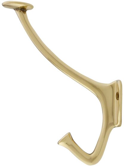 Alternate View of Vintage Hook for Coats and Hats In Unlacquered Brass