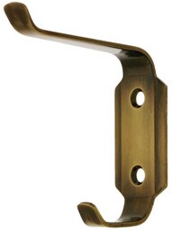 Streamline Style Brass Coat Hook In Antique-By-Hand