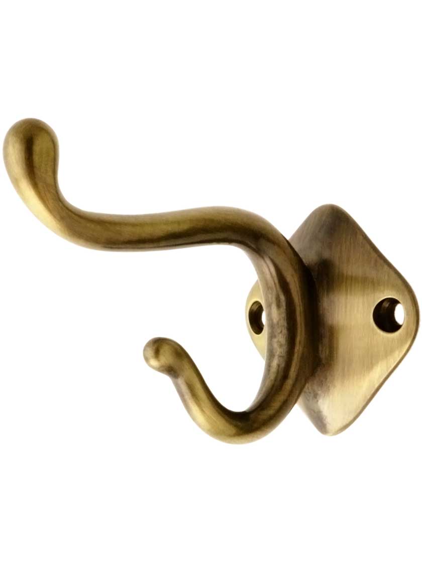Classic Solid Brass Coat Hook In In Antique-By-Hand