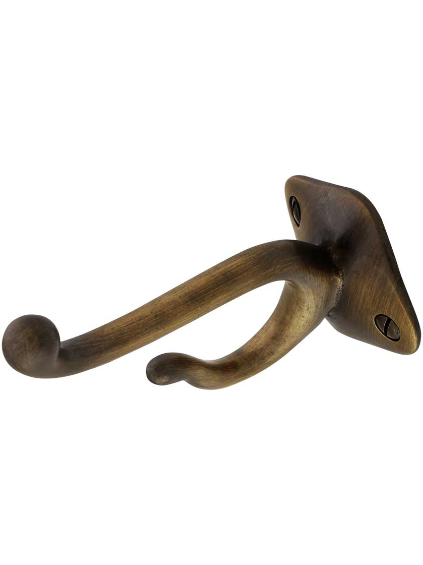 Alternate View 2 of Classic Solid Brass Coat Hook In In Antique-By-Hand