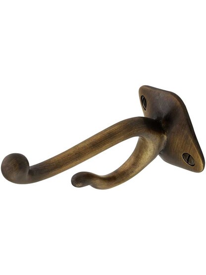 Classic Solid Brass Coat Hook In In Antique-By-Hand