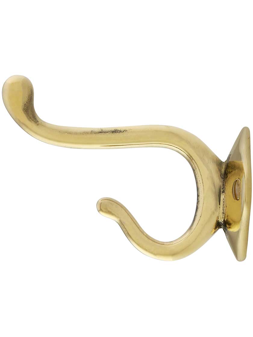 Alternate View of Classic Solid Brass Coat Hook With Choice of Finish