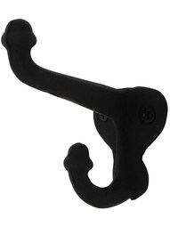 Cast Iron Double-Acorn Coat Hook in Matte Black