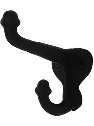 Cast Iron Double Acorn Coat Hook in Matte Black.