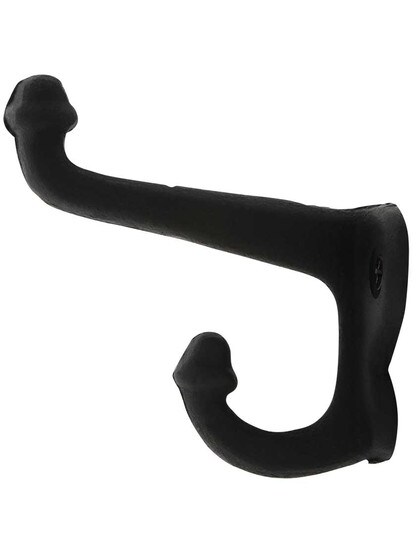 Cast Iron Double-Acorn Coat Hook in Matte Black