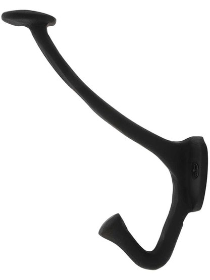 Alternate View of 5 1/2 inch Cast-Iron Coat Hook in Matte Black.