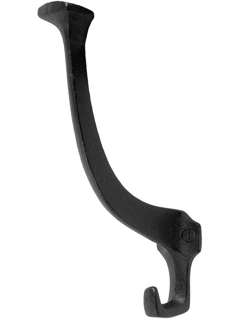 5 1/2 inch Cast Iron Mission-Style Coat Hook in Matte Black.