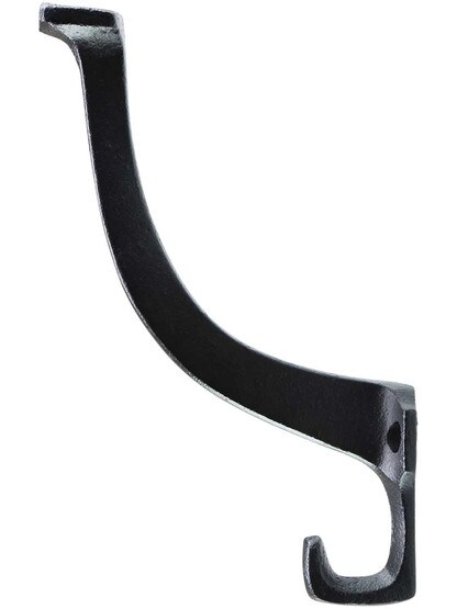 Alternate View of 5 1/2 inch Cast Iron Mission-Style Coat Hook in Matte Black.