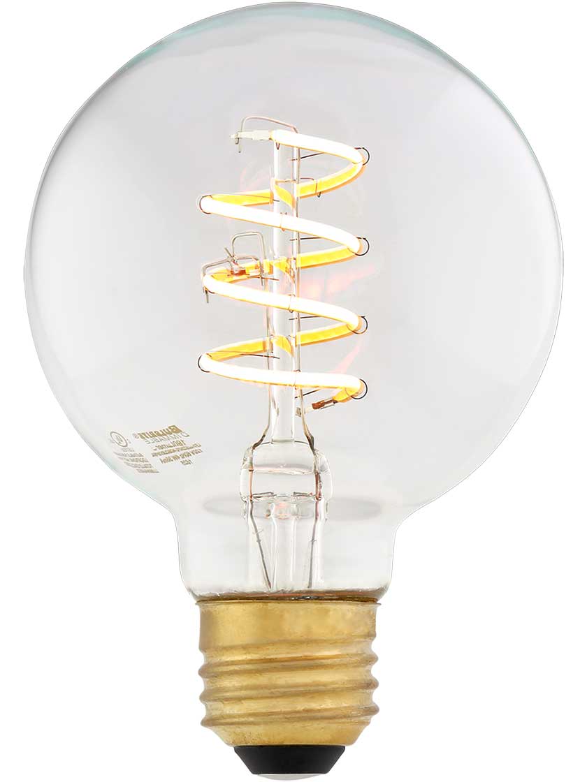 4W LED Curved Spiral Filament Medium-Base Round Light Bulb