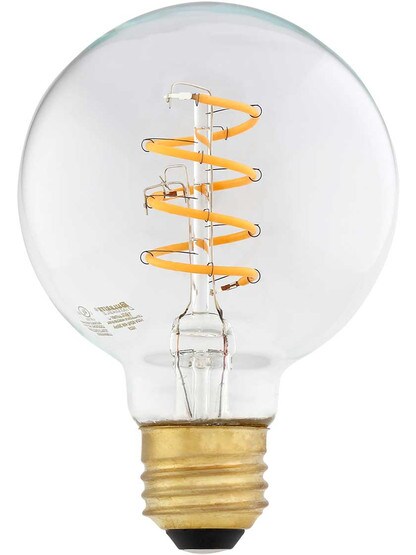 Alternate View of 4W LED Curved Spiral Filament Medium-Base Round Light Bulb.