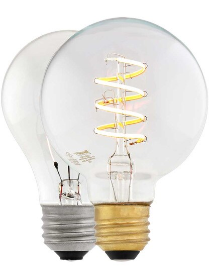 Alternate View 3 of 4W LED Curved Spiral Filament Medium-Base Round Light Bulb.