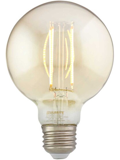 Vintage-Style Round Medium-Base LED Filament Bulb - 5W.