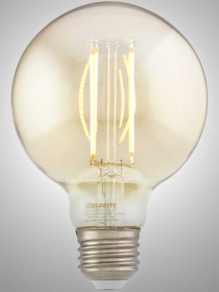 Vintage-Style Round Medium-Base LED Filament Bulb - 5W