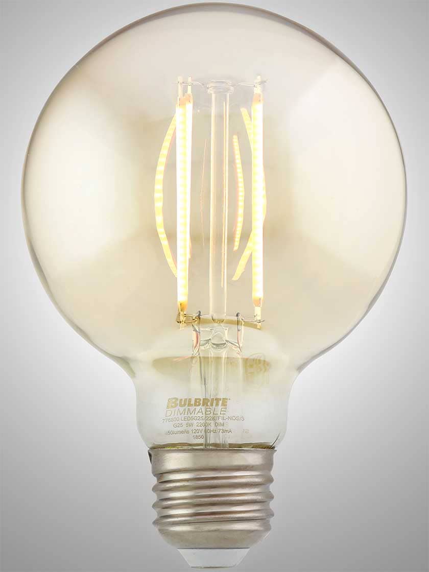 Alternate View 2 of Vintage-Style Round Medium-Base LED Filament Bulb - 5W.